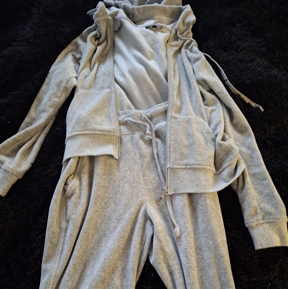 Fashion Nova Gray Velour Jumpsuit with Zip-Up Front